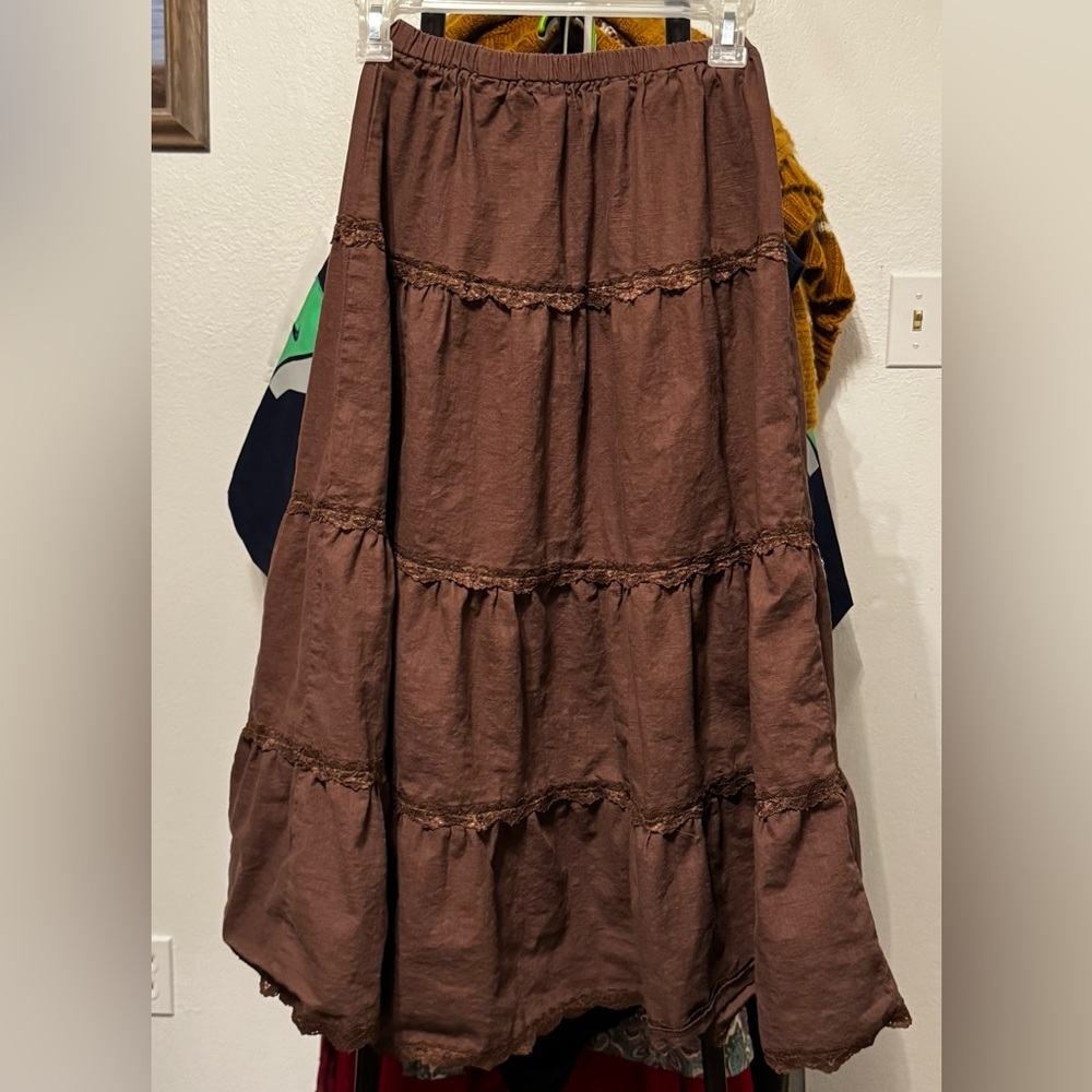 Brown Tiered Skirt
